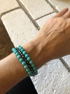 Turquoise and Steel Wrap Bracelet
